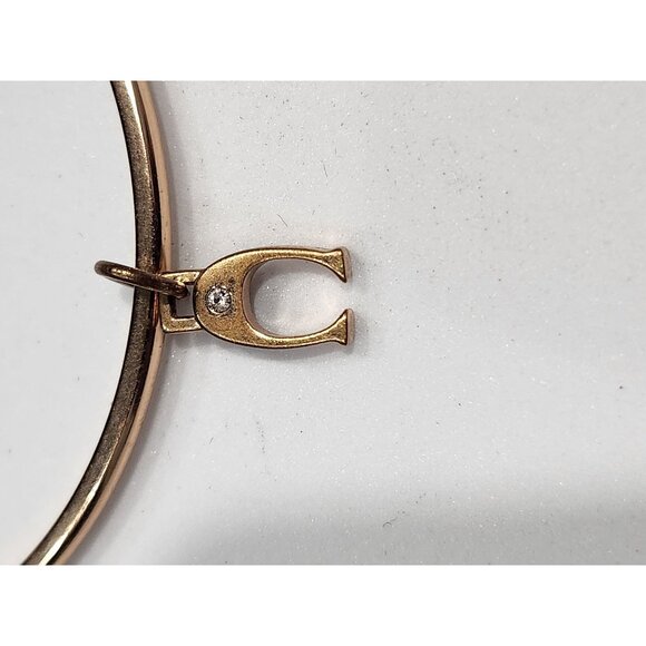 Coach Gold Tone Wishbone Charm Bangle Bracelet W/Crystal - Picture 7 of 7